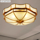 Traditional Frosted Glass Ceiling Flush Mount - Brass Finish 14’/18’/19.5’ W