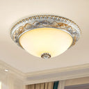 Traditional Frosted Glass Dome Ceiling Light Fixture - 14’/16’/19.5’ Gold/Silver Finish Flush