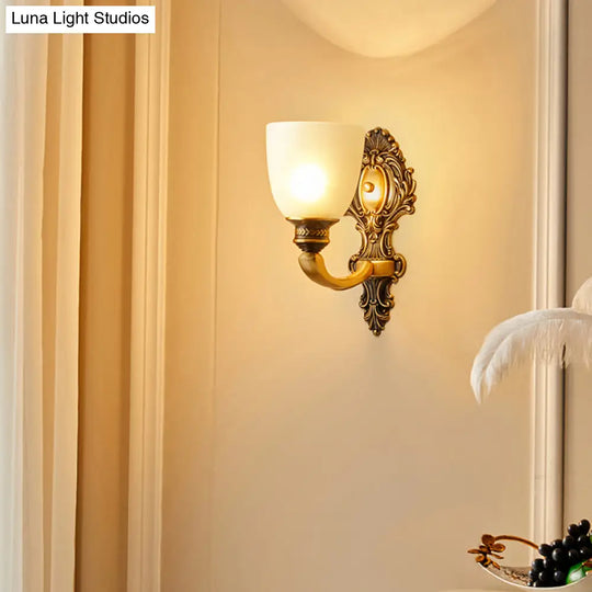 Traditional Glass Cup Wall Mount Lamp With Single-Bulb For Dining Room Lighting