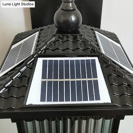 Traditional Glass Led Outdoor Wall Light With Solar Power And Ribbed Design.