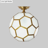 Traditional Glass Semi Flush Ceiling Lamp In Brass - Clear/Cream/Textured White 8 - 16’ Wide