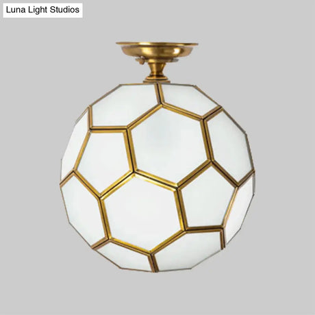 Traditional Glass Semi Flush Ceiling Lamp In Brass - Clear/Cream/Textured White 8 - 16’ Wide