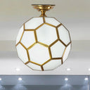 Traditional Glass Semi Flush Ceiling Lamp In Brass - Clear/Cream/Textured White 8 - 16’ Wide