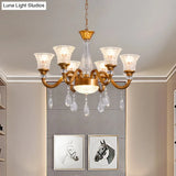 Traditional Gold Bell-Shaped Chandelier With Clear Crystal Glass Pendant - Ideal For Parlor 3/6/8