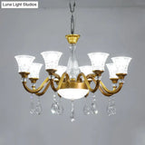 Traditional Gold Bell-Shaped Chandelier With Clear Crystal Glass Pendant - Ideal For Parlor 3/6/8