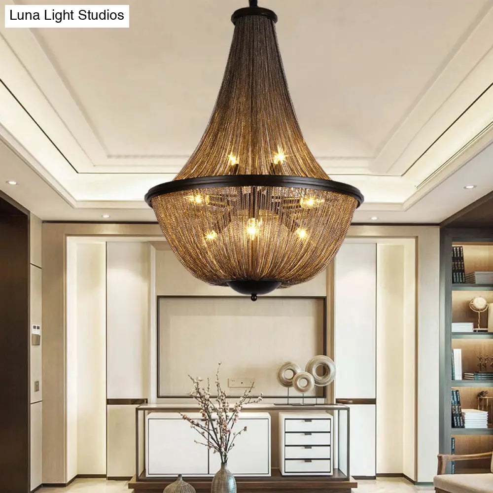Traditional Gold Chandelier With 8 Lights Metal Chain Fringe - Hanging Lamp Kit
