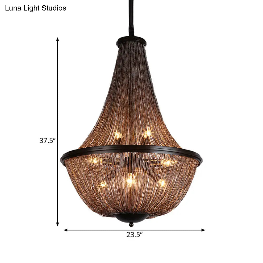 Traditional Gold Chandelier With 8 Lights Metal Chain Fringe - Hanging Lamp Kit