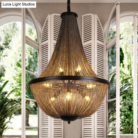 Traditional Gold Chandelier With 8 Lights Metal Chain Fringe - Hanging Lamp Kit