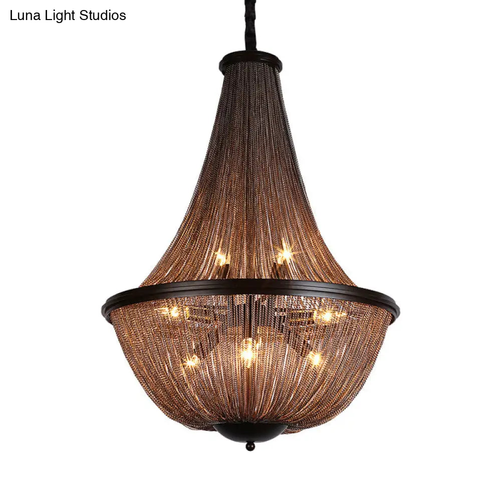 Traditional Gold Chandelier With 8 Lights Metal Chain Fringe - Hanging Lamp Kit
