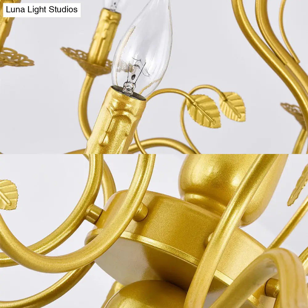 Traditional Gold Chandelier With Swooping Arms - 6/12/16 Lights Pendant Lamp