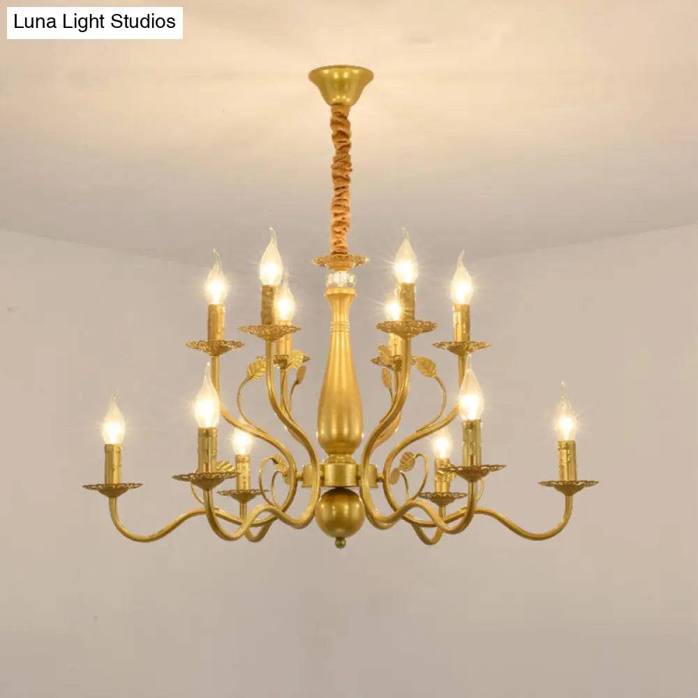 Traditional Gold Chandelier With Swooping Arms - 6/12/16 Lights Pendant Lamp