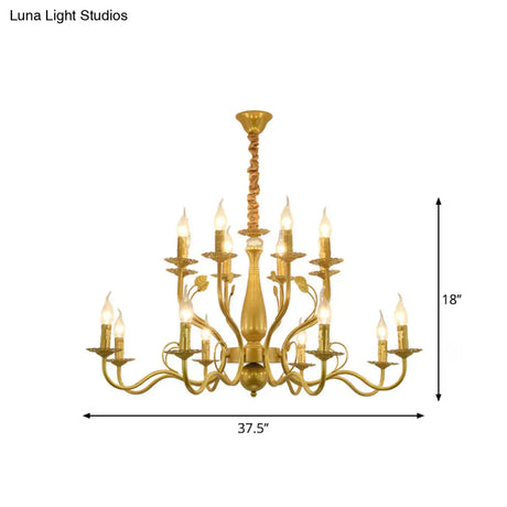 Traditional Gold Chandelier With Swooping Arms - 6/12/16 Lights Pendant Lamp