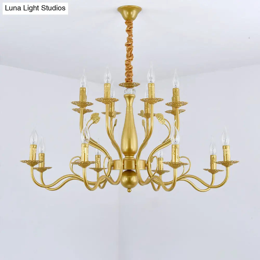 Traditional Gold Chandelier With Swooping Arms - 6/12/16 Lights Pendant Lamp