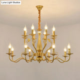 Traditional Gold Chandelier With Swooping Arms - 6/12/16 Lights Pendant Lamp