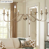 Traditional Gold Curved Arm Chandelier With Clear Glass 4/6/8-Light Living Room Hanging Lamp