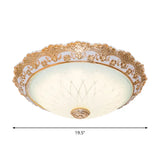 Traditional Gold Opaline Glass Ceiling Light - Led Flush Mount Fixture (14/16/19.5 W)