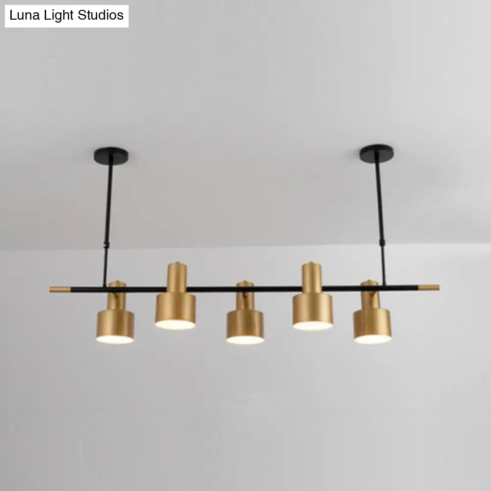 Traditional Gold Pendant Light With Drum Shade - 4/5 Lights For Dining Room Island 5 /