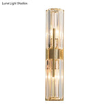 Traditional Gold Wall Sconce With Clear Crystal Up And Down Lighting - 2 Bulbs