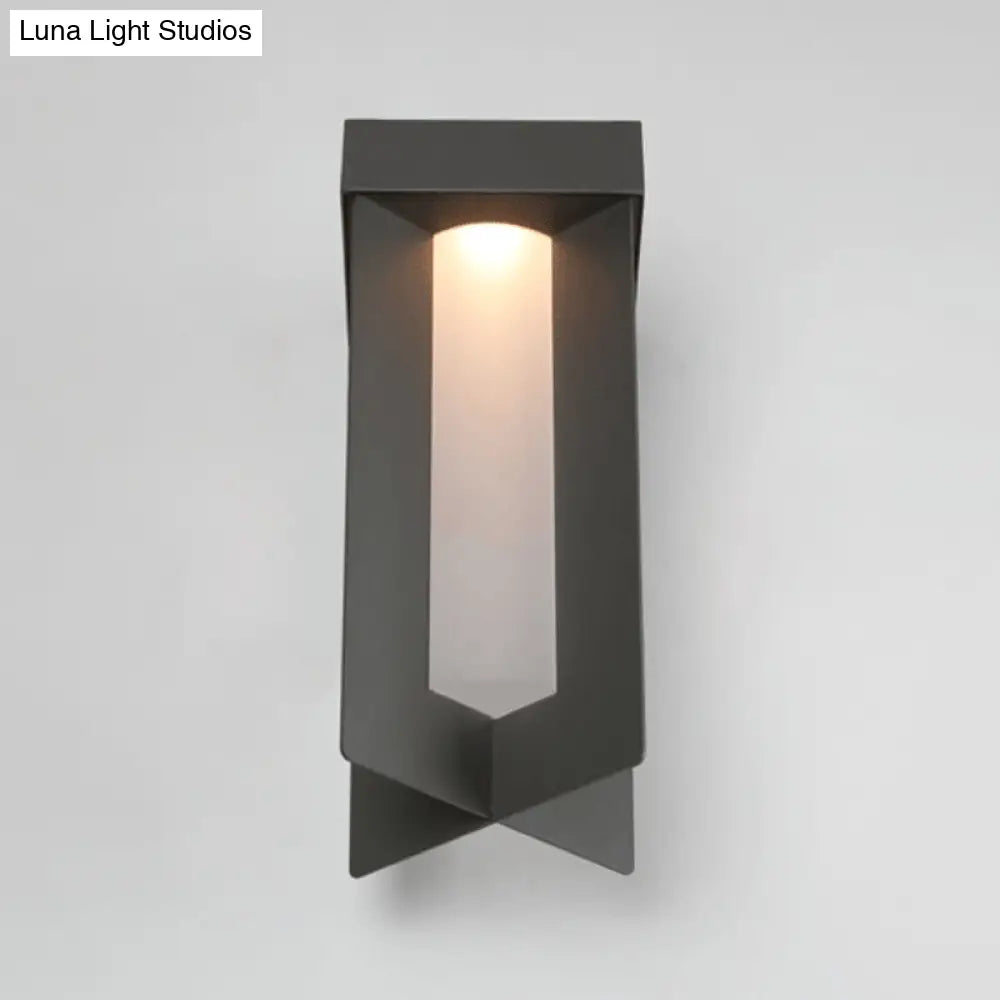 Traditional Gray Aluminum Surface Wall Sconce With Cream Glass Shade - Rectangle Light