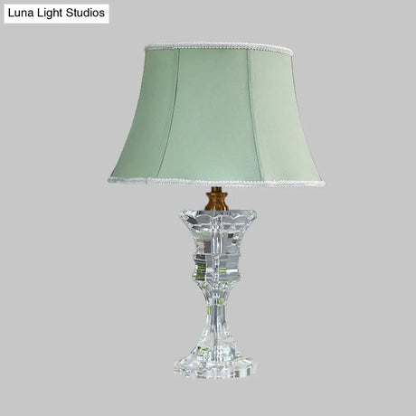 Traditional Green Bell Night Light Table Lamp With Crystal Base - Ideal For Bedrooms