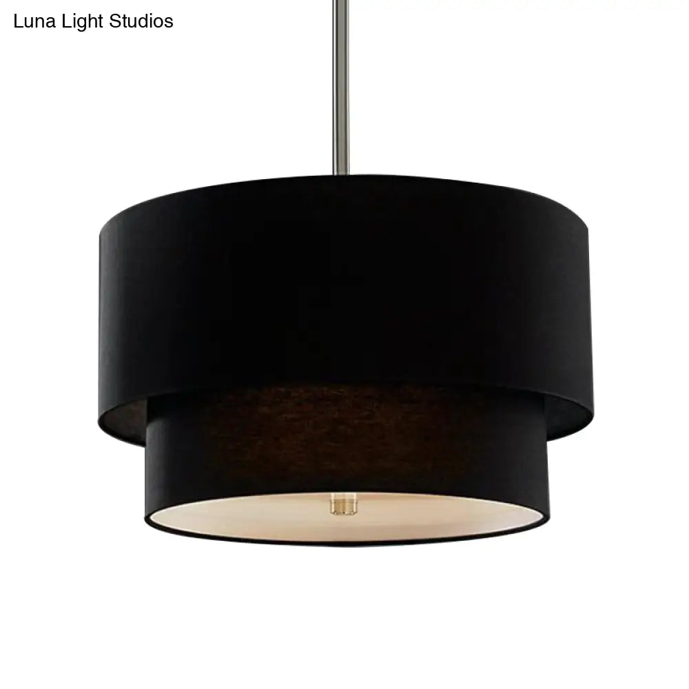 Traditional Layered Tier Chandelier - 3-Light Ceiling Light In Black/White/Flaxen 16/19.5/23.5 Wide