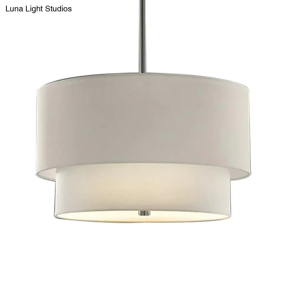 Traditional Layered Tier Chandelier - 3-Light Ceiling Light In Black/White/Flaxen 16/19.5/23.5 Wide