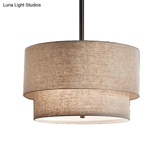 Traditional Layered Tier Chandelier - 3-Light Ceiling Light In Black/White/Flaxen 16/19.5/23.5 Wide