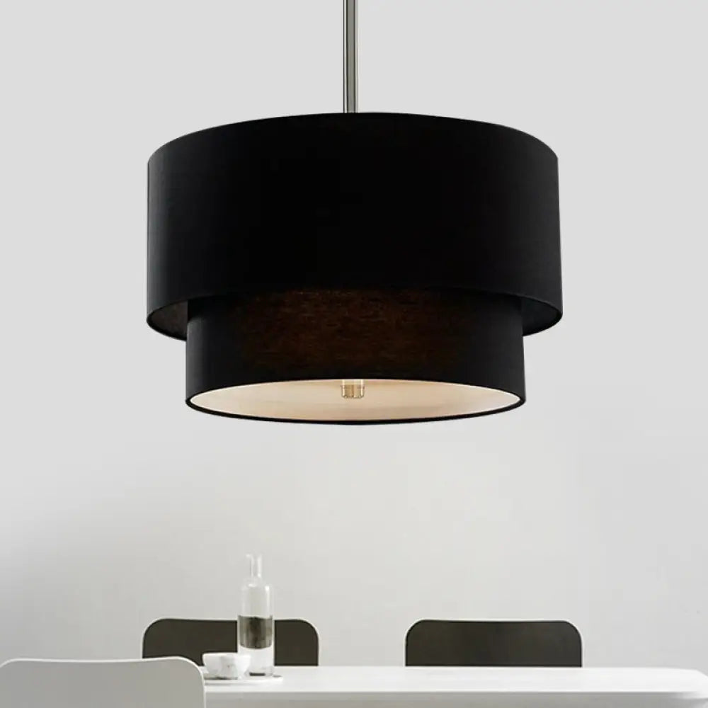 Traditional Layered Tier Chandelier - 3-Light Ceiling Light In Black/White/Flaxen 16/19.5/23.5 Wide