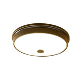 Traditional Led Bedroom Ceiling Light In Black/Gold With Round White Glass Flush Fixture Multiple