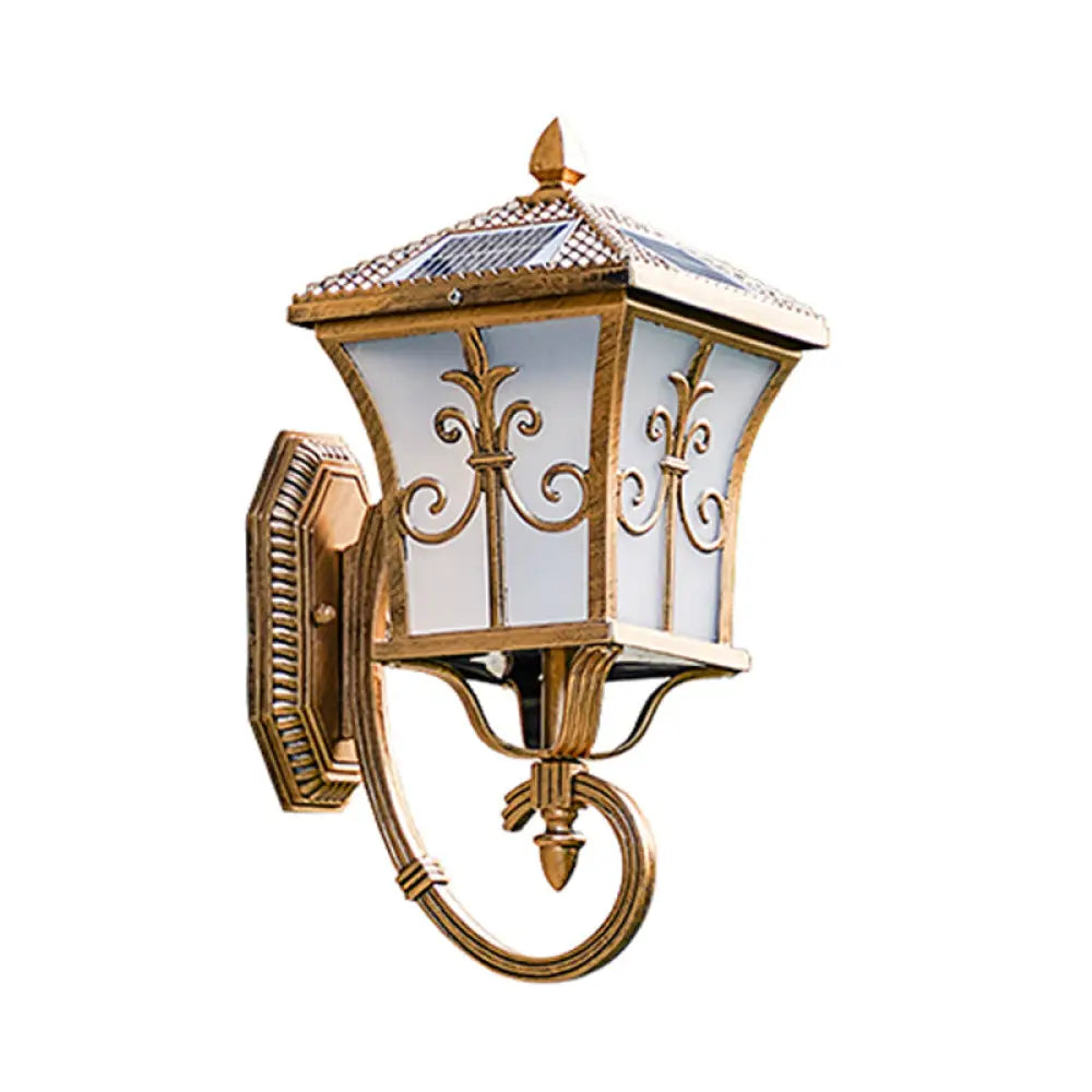 Traditional Led Solar Wall Light - Flared Square Acrylic Design