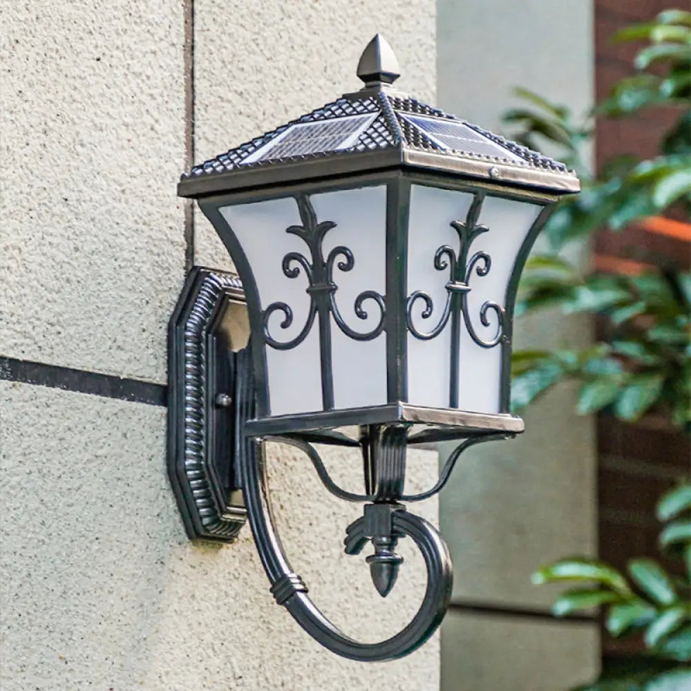 Traditional Led Solar Wall Light - Flared Square Acrylic Design Black / 10