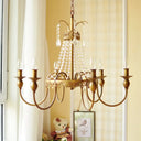 Traditional Metal Chandelier - Gold/Grey Finish With Crystal Accents 6-Light Ceiling Pendant For