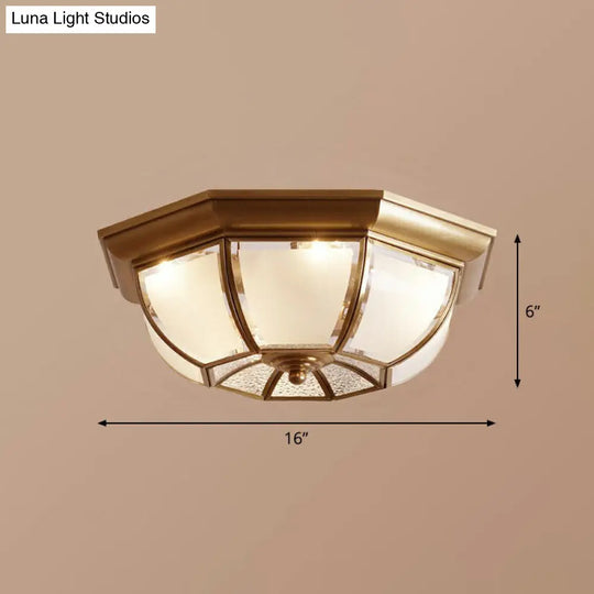 Traditional Octagon Ceiling Lamp With Bronze Finish & Frosted Glass For Kitchen / 16