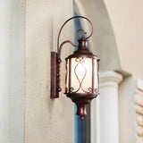 Traditional Opal Glass Lantern Wall Mounted Patio Light - 1-Light Lighting In Black/Rust Rust