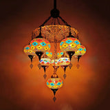 Traditional Oval Chandelier Lamp - Hand Cut Glass White/Yellow/Orange 10 Lights Ideal For Dining