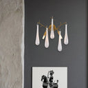 Traditional Raindrop 2-Head Wall Mount Lamp In Gold With Clear Glass - Sconce Light