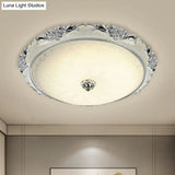 Traditional Round Glass Led Flush Light In Silver/Gold - 12’/16’/19.5’ Width