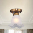 Traditional Scalloped Ceiling Light With Cream Glass And 1 Bulb In Bronze/Brass/Copper Flushmount