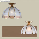 Traditional Seedy Glass Foyer Ceiling Light With Scalloped Edge
