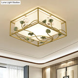 Traditional Square Fabric Flush Mount Lighting - 19.5’/23.5’ Wide 5 Lights Bedroom Ceiling