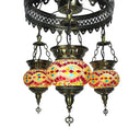Traditional Stained Art Glass Oval Chandelier - Bedroom Ceiling Lighting (3 Heads) In