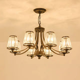 Traditional Style Crystal Prism Hanging Chandelier - Conical Pendant Lighting Fixture 8 / Black