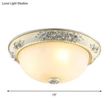 Traditional Style Flush Mount Light Dome Shaped Glass White Close To Ceiling Lamp - 2/3 Lights