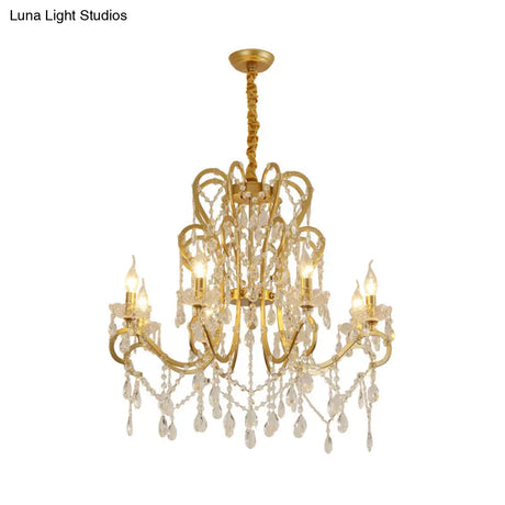 Traditional-Style Gold Crystal Chandelier - 4/6/8 Lights Living Room Hanging Light Fixture