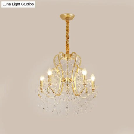 Traditional-Style Gold Crystal Chandelier - 4/6/8 Lights Living Room Hanging Light Fixture