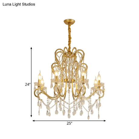 Traditional-Style Gold Crystal Chandelier - 4/6/8 Lights Living Room Hanging Light Fixture