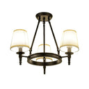 Traditional Tapered Pendant Chandelier - Fabric 3/6/8-Light Black Hanging Fixture With Wagon Wheel