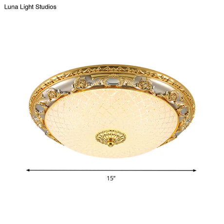 Traditional Veined Glass Gold Bowl - Shaped Led Flushmount Ceiling Light - 12.5’/15’/19’ Wide