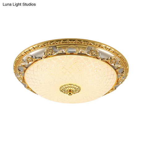 Traditional Veined Glass Gold Bowl - Shaped Led Flushmount Ceiling Light - 12.5’/15’/19’ Wide