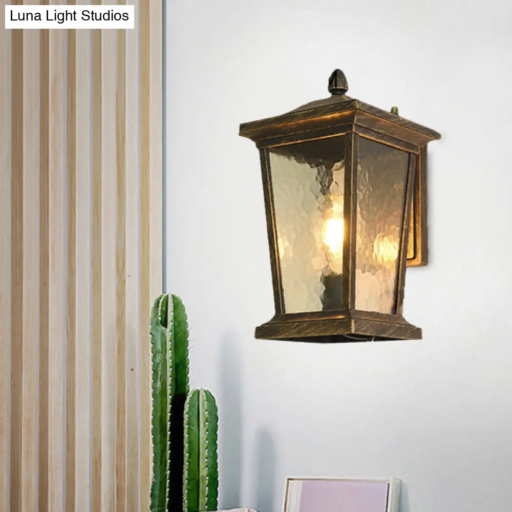 Traditional Wall Sconce With Pavilion Glass Shade In Black/Brass